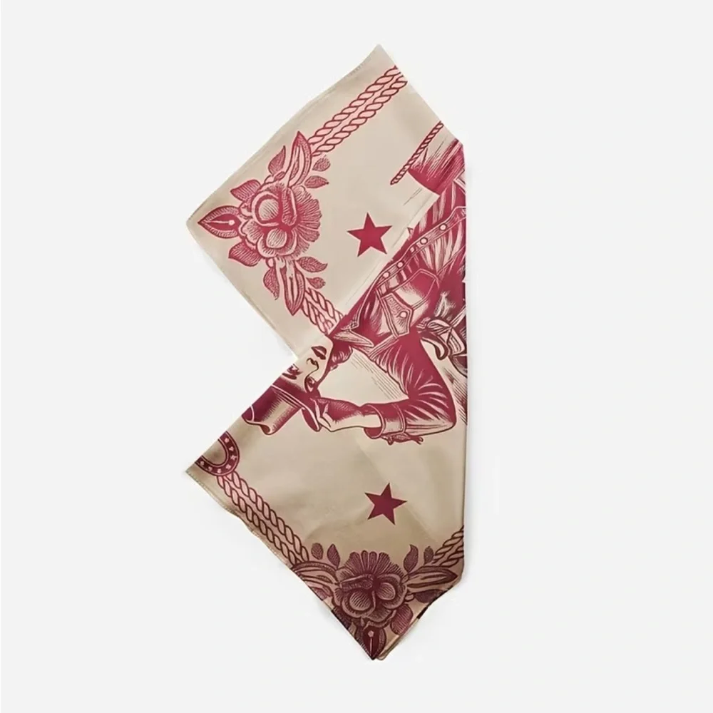 Western Cowgirl Bandana Scarf Red Vintage Style 35”
